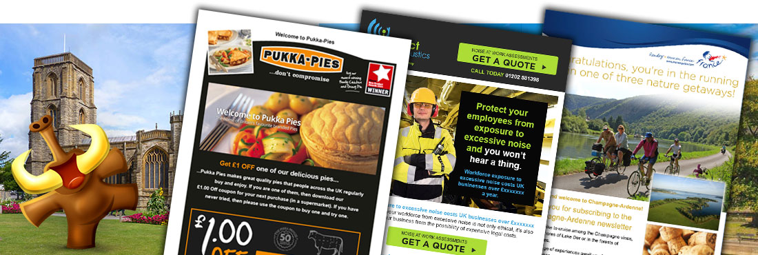 A small selection of HTML email designs made for Yeovil companies